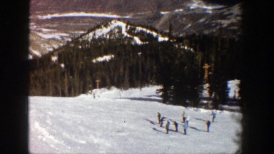 1961: a day skiing out in the snow. ASPEN COLORADO