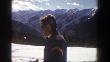 1961: a happy, smiling man, in the rocky mountains. ASPEN COLORADO