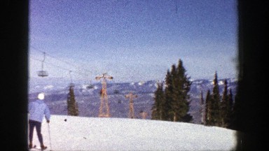 1961: skier near ski lift stopped and looking back ASPEN COLORADO