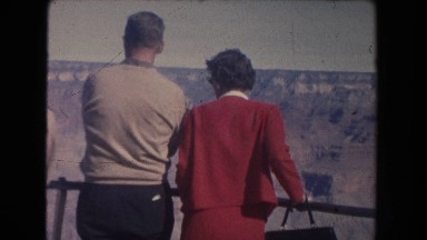 1951: three people stand on a walkway enjoying the view NEW MEXICO