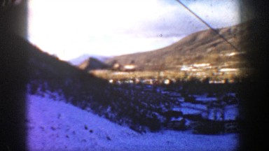 1961: winter with snow on the ground, conifers, hardwoods, and a cable in the