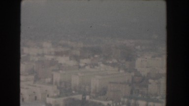 1960: a beautiful seen of city like buildings, roads, greenery and main