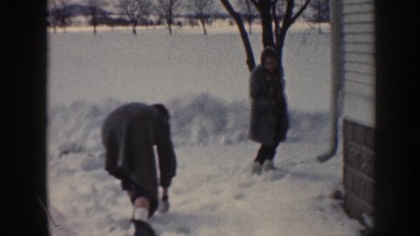 1958: Two Women Having a Snowball Fight in Nebraska