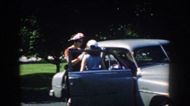 1959: girls getting off a car NEBRASKA