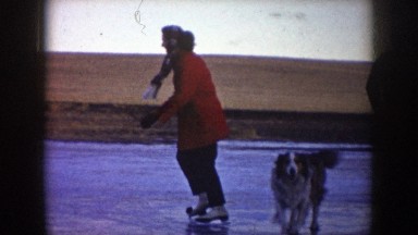 1953: people skiing on ice NORTH DAKOTA