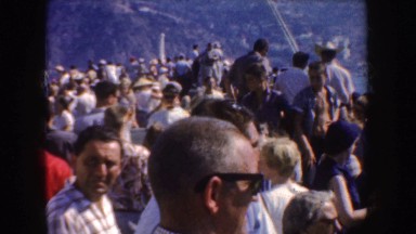 1952: A Group of People at a Water Entertainment Area in California