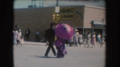 1954: busy street in the town with pedestrians and moving carts SOUTH DAKOTA