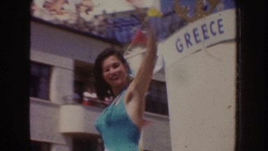1952: victory celebration of miss world title,beauties are moving around in