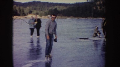 1955: people skating on a large natural pond IDAHO