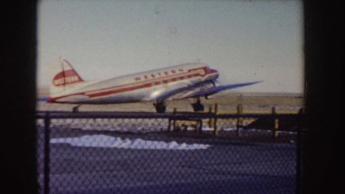1955: aircraft taxiing and taking off from the runway with passengers. IDAHO