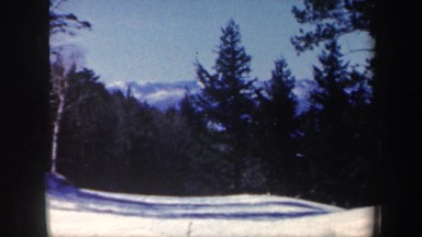 1962: snow and trees; aerial overlooking a forested and snowy landscape for many