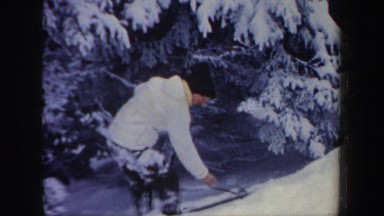 1962: lady stuck in the ice with slider. NEW HAMPSHIRE