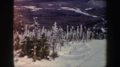 1962: snowing in forest and landmark VERMONT