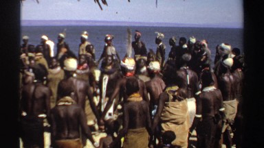 1969: tribal people performing rituals by dancing on the ground SUDAN