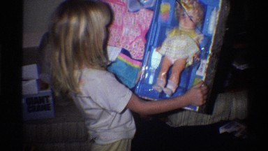 1975: four children opening their gifts on christmas day FLORIDA