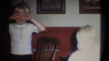 1973: two kids home video playing around, acting goofy and having fun. NEW YORK