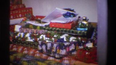 1973: a pile of presents in various wrapping paper NEW YORK