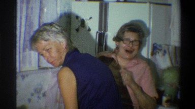 1973: women messing around in the house. NEW YORK