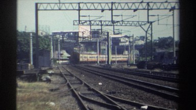 1982: railway scene taken on sunny day,train go far TAIWAN