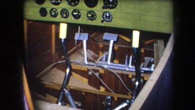 1964: interior of the cockpit of an airplane with controls, levers, pedals and