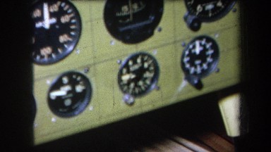 1964: levers and flight control instruments in a model of airplane cabin VOLMER