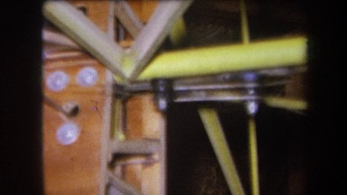 1964: room with various pieces of wood and exposed beams VOLMER YUCAIPA