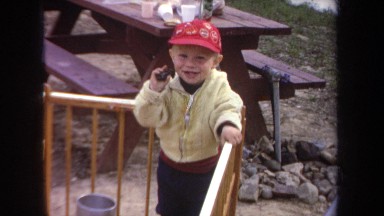 1968: little boy playing outside. MICHIGAN