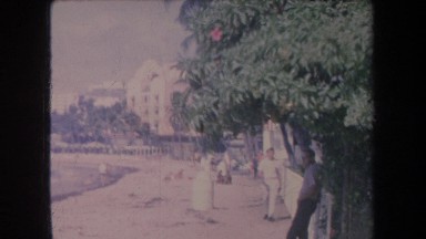 1969: young boys home movie of the beach HAWAII