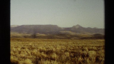 1980: the camera sweeps over the landscape on an overcast day WESTERN USA