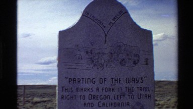 1980: sign: parting of the ways; this marks a fork in the trail. right to