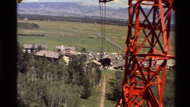 1980: climbing to the top of a hill through the ropeway towers. WESTERN USA
