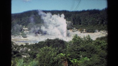 1981: Geyser Sends Out Fumes of Hot Water Amid Forest New Zealand