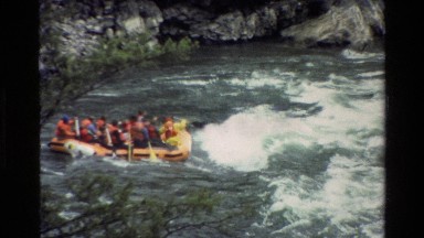 1980: people rafting down some rapids in a canyon GRAND TETON WYOMING