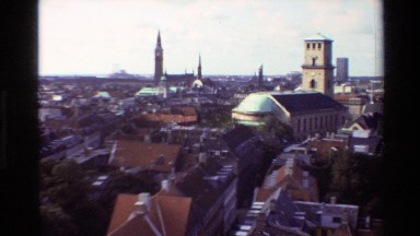 1982: Up Top View of Rooftops of Buildings of Different Heights in Denmark