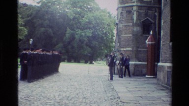 1982: Military Salute and Changing of the Guard at a Castle with Cobblestone