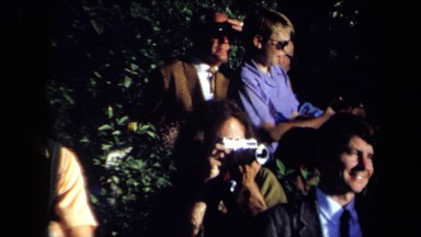1971: men in suits outdoor posing happy around trees SACRAMENTO CALIFORNIA