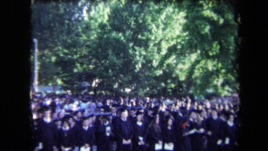 1971: large graduation ceremony on a windy day SACRAMENTO CALIFORNIA