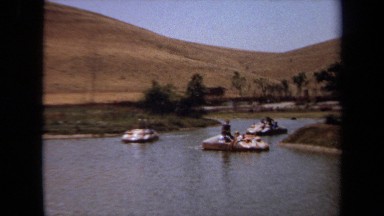 1971: people on paddle boats LAGUNA HILLS CALIFORNIA