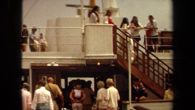 1971: people standing outside aboard a cruise LONG BEACH CALIFORNIA