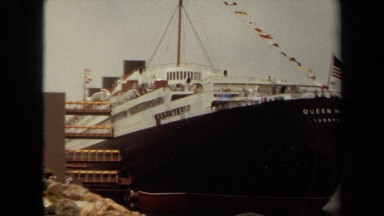 1971: rms queen mary liverpool in permanent docking at port of long beach
