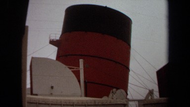 1971: Large Ship with Smokestacks at Long Beach California