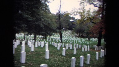 1970: white gravestones sit upright marking graves of the deceased WASHINGTON DC