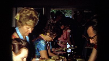1971: number of people gathered together in a room are enjoying CALIFORNIA