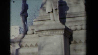 1959: Tall White Monument with Three Male Statues in New York