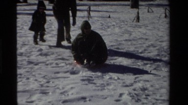 1981: Man Sliding on Snow in California