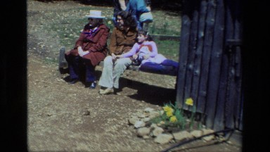 1985: Family Sitting on Bench in the Park Daffodil Hill California
