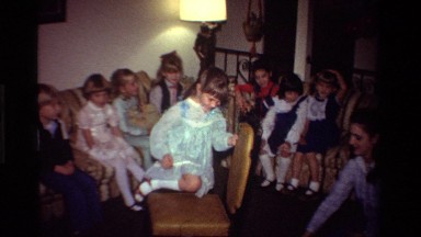 1981: Children Playing Party Games in Living Room, California
