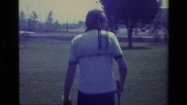 1977: a man striking a golf ball LAGUNA BEACH CALIFORNIA