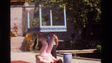1984: several acrobatic gymnasts do various fun tricks with activities