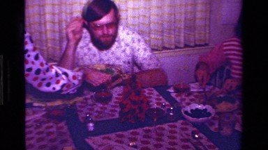 1979: family is enjoying the dinner party with some great food around.